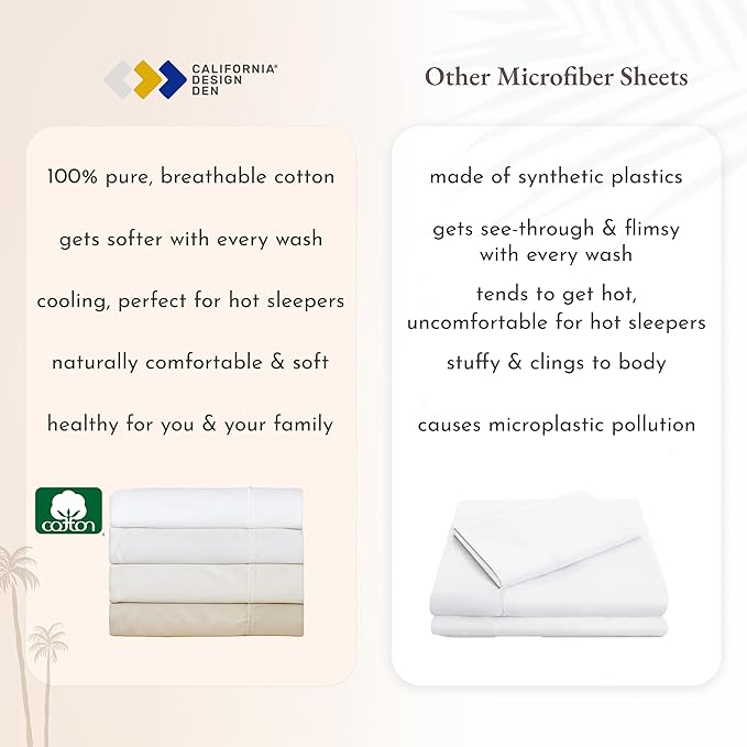California Design Den Soft 100% Cotton King Size Sheet Set Bed Sheets with Deep Pocket, 4 Piece King Sheet Set with Sateen Weave, Cooling Sheets - Sage Green - LeafyLoom