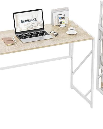 Elephance Folding Desk Writing Computer Desk for Home Office, No-Assembly Study Office Desk Foldable Table for Small Spaces - LeafyLoom