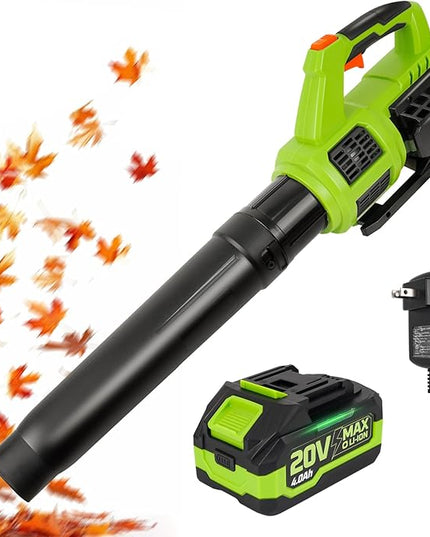 HARDELL Cordless Leaf Blower, 20V Electric Leaf Blower with 4.0Ah Battery and Charger, 280MPH/400CFM High Speed Leaf Blowers for Lawn Care, Blowing Leaves, Dust and Snow - LeafyLoom