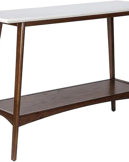 Madison Park Parker Console Tables-Solid Wood, Two-Tone Finish with Lower Storage Shelf Modern Mid-Century Accent Living Room Furniture, Medium, Off-White/Pecan - LeafyLoom