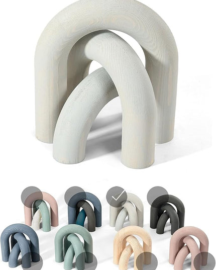 3Pcs Wood Arch Decor Accents - Decorative Home Table Arch, Modern Boho Minimalist Coffee Table Bookshelf Living Room Entryway Aesthetic Decorations Objects - LeafyLoom