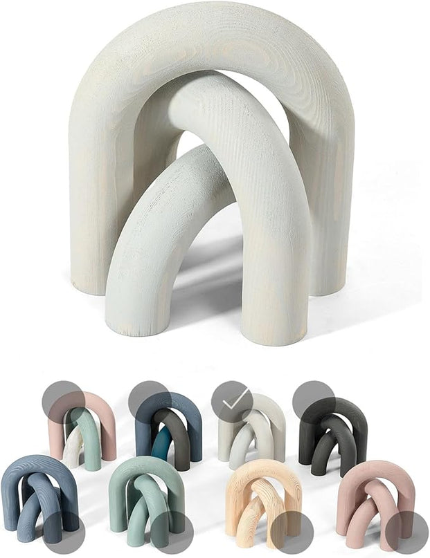 3Pcs Wood Arch Decor Accents - Decorative Home Table Arch, Modern Boho Minimalist Coffee Table Bookshelf Living Room Entryway Aesthetic Decorations Objects - LeafyLoom