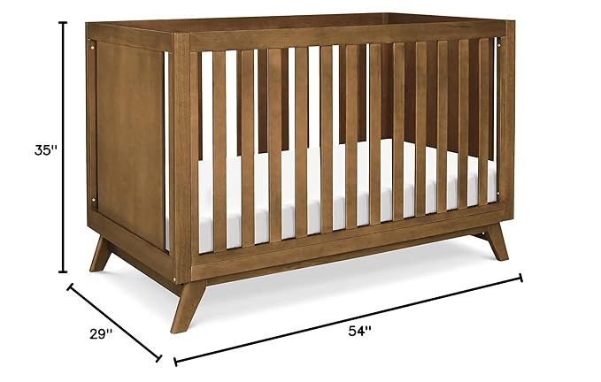 DaVinci Otto 3-in-1 Convertible Crib in Walnut, Greenguard Gold Certified - LeafyLoom