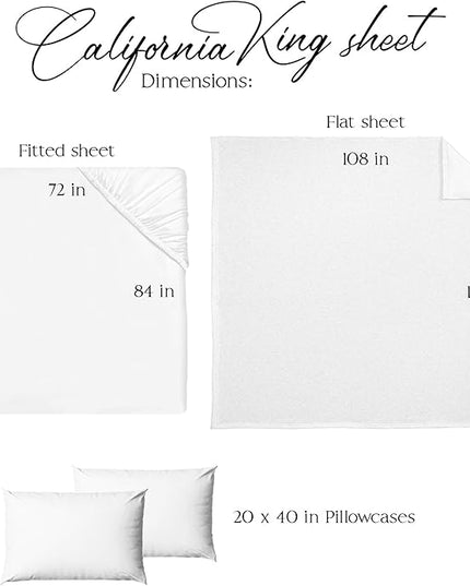 Northwest Ashford Home Essentials Bedding, 4 Piece California King Size Sheet Set, Optical White - LeafyLoom