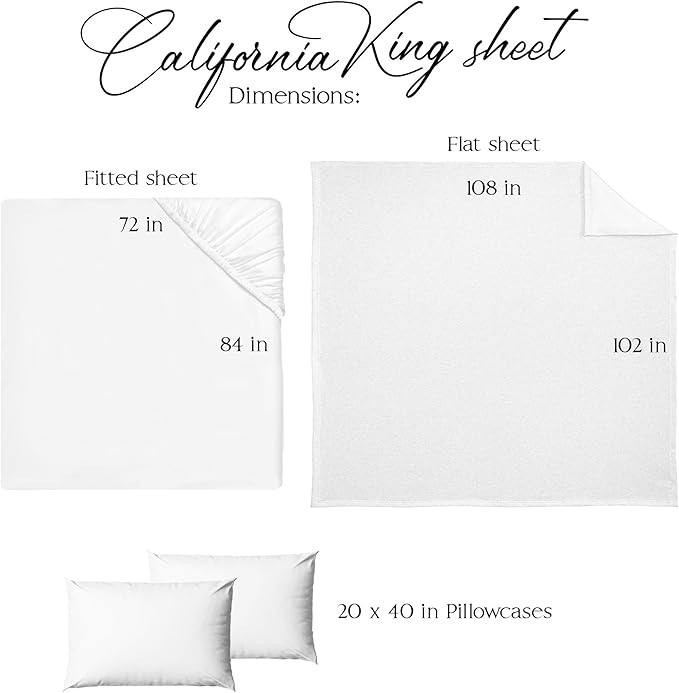 Northwest Ashford Home Essentials Bedding, 4 Piece California King Size Sheet Set, Optical White - LeafyLoom