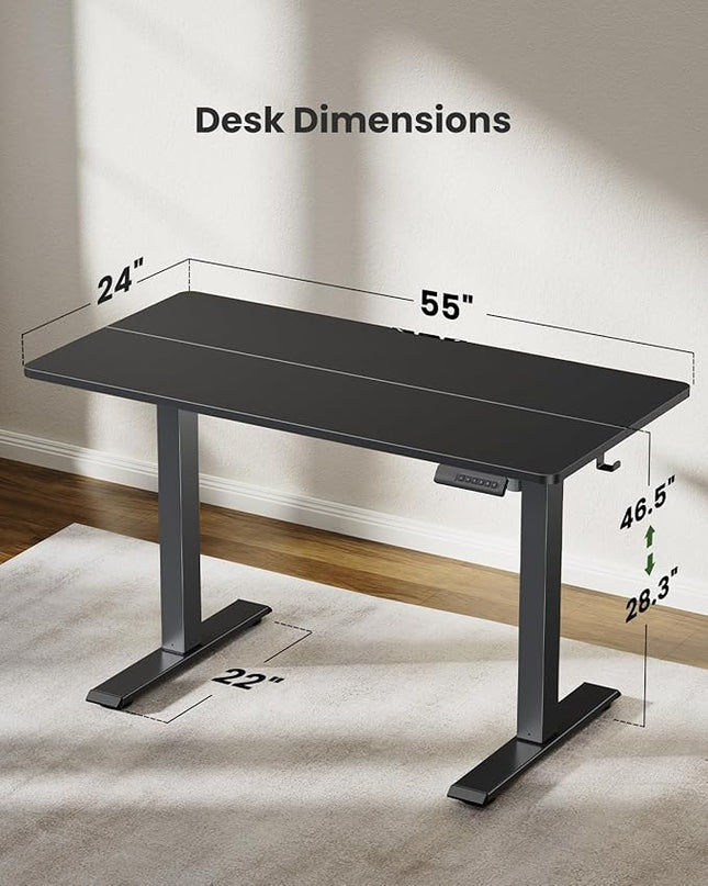 Marsail TZESD11BJZ Electric Standing Desk, 5524 Inch, Black-with light - LeafyLoom