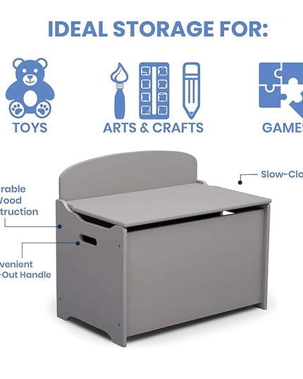 Delta Children MySize Deluxe Toy Box, Grey - LeafyLoom
