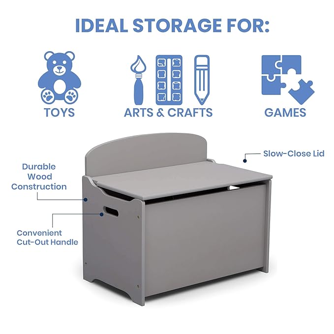 Delta Children MySize Deluxe Toy Box and GapKids Deluxe Toy Organizer with 9 Bins - Navy/Natural - LeafyLoom
