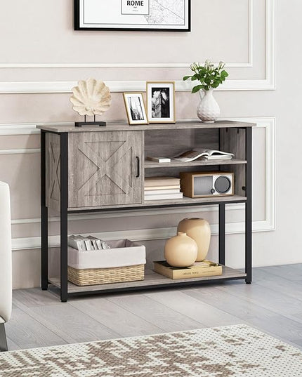 41" Console Table with Storage Cabinet, Sofa Table with Storage Shelves, Coffee Bar Table, Sofa Entryway Tables for Entry Way, Behind Couch Table for Living Room Hallway, Gery - LeafyLoom