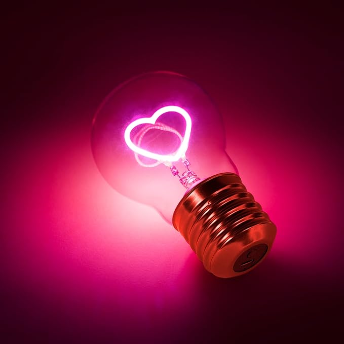 Suck UK Heart Shaped LED Light Bulb, Pink, 1 Count - LeafyLoom