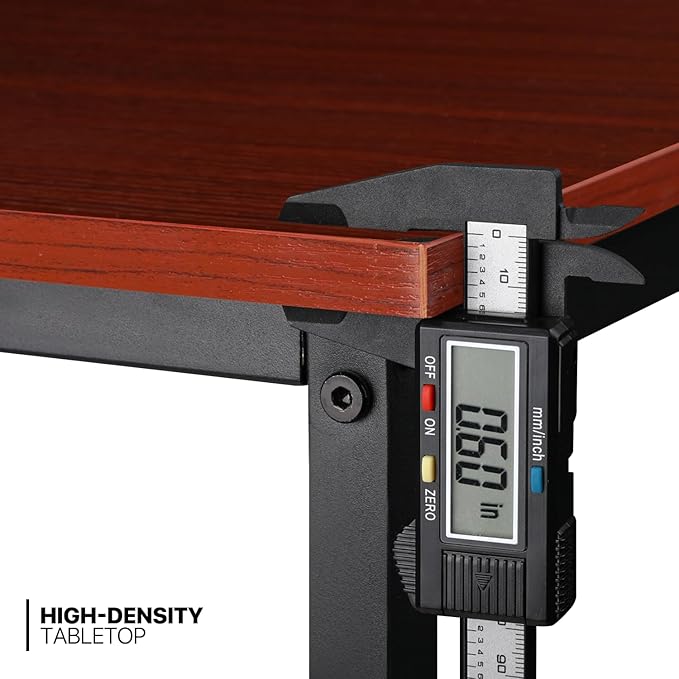 MoNiBloom Home Office Computer Desk with Storage Bag, 40" Writing Study Modern Simple Style Laptop Table, Teak Color - LeafyLoom
