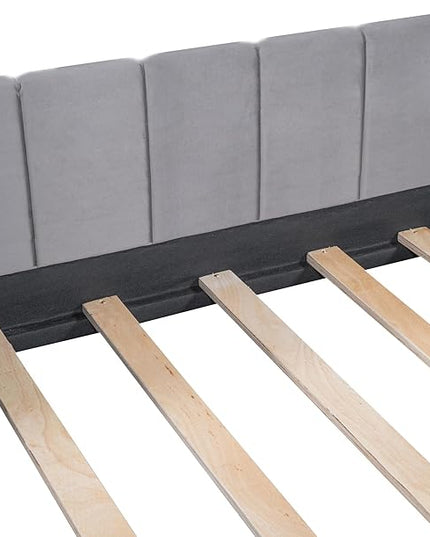 Modern Twin Size Upholstered Daybed Frame with Storage Drawers, Elegant Velvet Fabric Sofa Bed with Ergonomic Design Backrest and Armrests, No Box Spring Needed, Gray - LeafyLoom