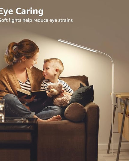 Lepro Small Desk Lamp with Clamp, LED Reading Lamp with 3 Color Modes 10 Brightness, Dimmable USB Clip on desk light with Gooseneck Swing Arm for Bed Headboard, Workbench, Home Office and Nail (White) - LeafyLoom