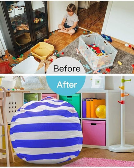 Stuffed Animal Storage Bean Bag Chair Cover for Kids Room, Stuffed Animals Storage Organizer Boys and Girls Plush Toy—Deep Blue - LeafyLoom