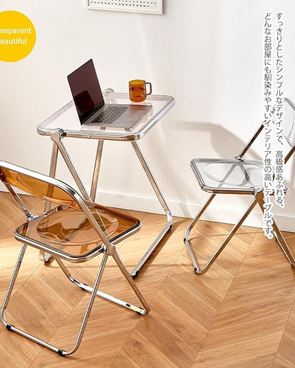 KAIHAOWIN Folding TV Tray Table- Acrylic Foldable Desk No Assembly Required Tiny Desk for Home Office Side Table Small Computer Desk for Small Spaces-Black - LeafyLoom