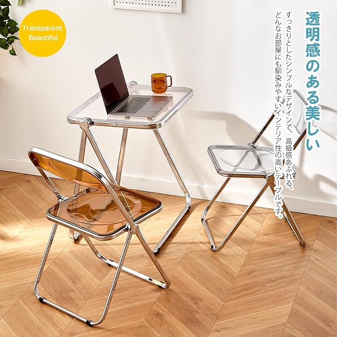 KAIHAOWIN Folding TV Tray Table- Acrylic Foldable Desk No Assembly Required Tiny Desk for Home Office Side Table Small Computer Desk for Small Spaces-Black - LeafyLoom