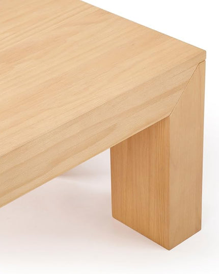 Plank+Beam Modern Rectangular Coffee Table, Solid Wood, 48 Inch, Medium Sized Coffee Table, Center Tables for Small Spaces, Living Space Medium Tea Table, Blonde Wirebrush - LeafyLoom