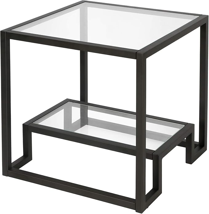 Henn&Hart 22" Wide Square Side Table in Blackened Bronze, Table for Living Room, Bedroom - LeafyLoom