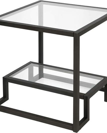 Henn&Hart 22" Wide Square Side Table in Blackened Bronze, Table for Living Room, Bedroom - LeafyLoom