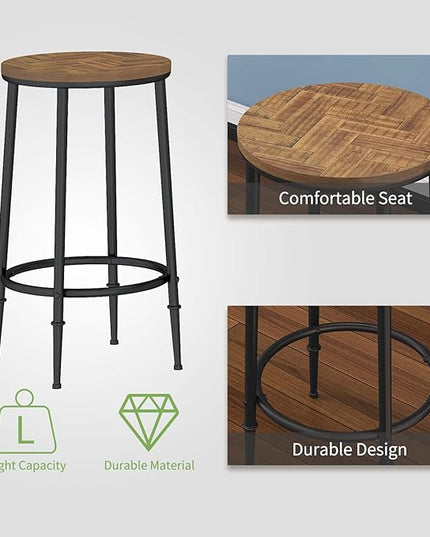 HOMYSHOPY Bar Table Set for 3, 4 Piece Console Table with 3 Stools, Counter Height Sofa Table Set with 3 Chairs for Breakfast Nook, Living Room and Apartment (Brown) - LeafyLoom