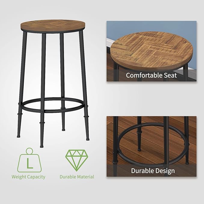 HOMYSHOPY Bar Table Set for 3, 4 Piece Console Table with 3 Stools, Counter Height Sofa Table Set with 3 Chairs for Breakfast Nook, Living Room and Apartment (Brown) - LeafyLoom
