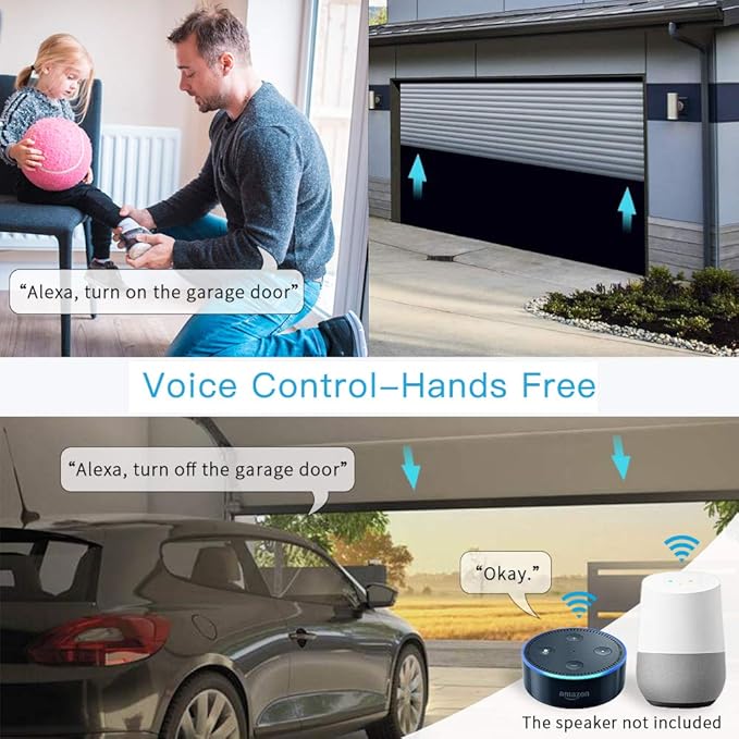 LoraTap Smart WiFi Garage Door Opener Controller, Wireless Remote Control Switch Timer Open/Close Monitor, Smart Life App Control, Voice Control, Works with Alexa and Google Home, No Hub Required LoraTap