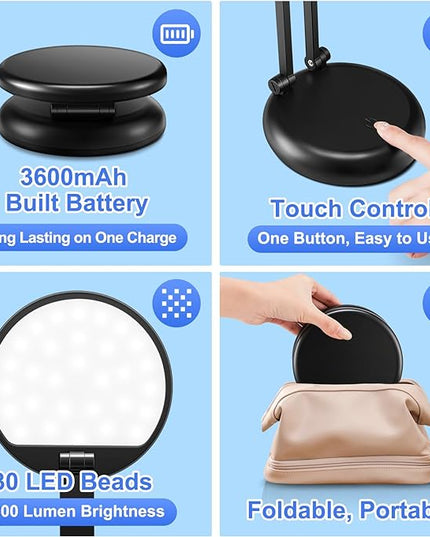 Battery Operated Lamp,3600mAh Battery Powered Lamp,10 Brightness Rechargeable Lamp Battery Lamp,Cordless Lamp Rechargeable Table Lamp,Rechargeable Light Portable Lamp,Small Desk Lamps for Home Office - LeafyLoom