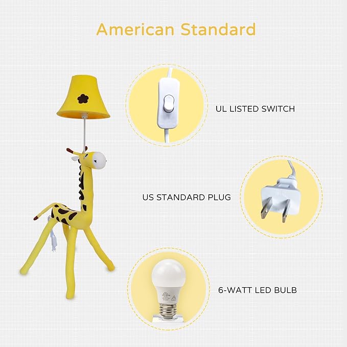 Floor Lamp by Cozylight, Giraffe Design 50nch Tall Standing Lamp for Kids' Bedroom, Hand-Stitched Toy Lamp Decorate The Cozy Living Room - LeafyLoom