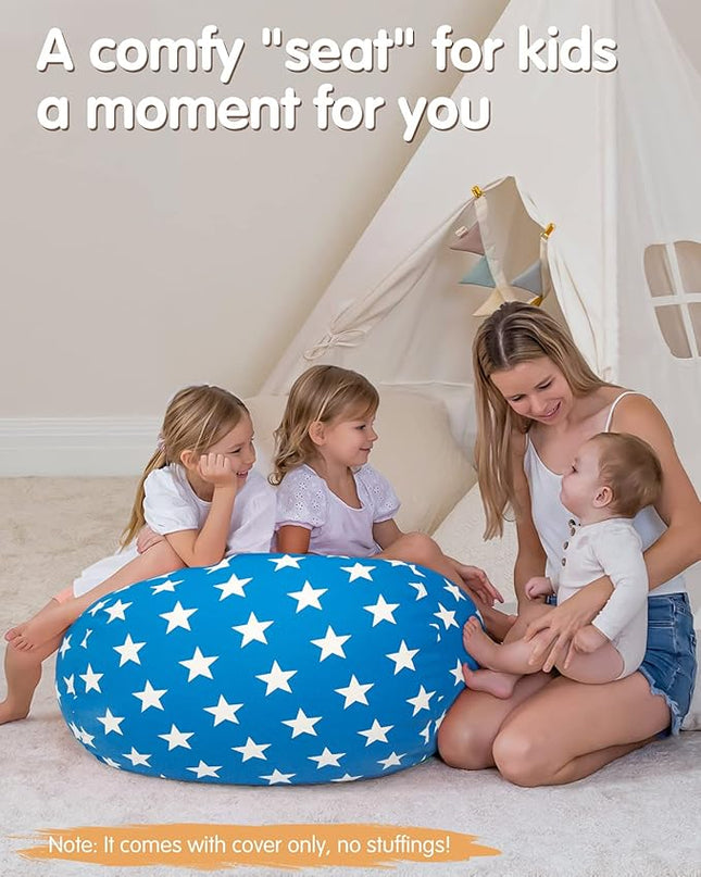 Aubliss Stuffed Animal Bean Bag Storage Chair (Blue Star, Medium (32'')) - LeafyLoom