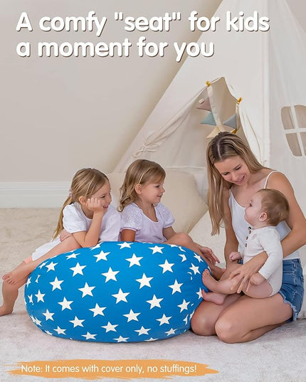 Aubliss Stuffed Animal Bean Bag Storage Chair (Blue Star, X-Large (48'')) - LeafyLoom