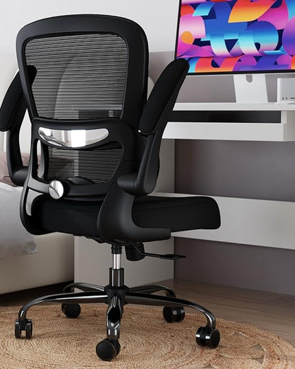 Office Chair - Ergonomic Desk Chair with Adjustable Lumbar Support, Mesh Computer Chair, Executive Chair for Home Office Comfortable Lumbar Support (Black) - LeafyLoom