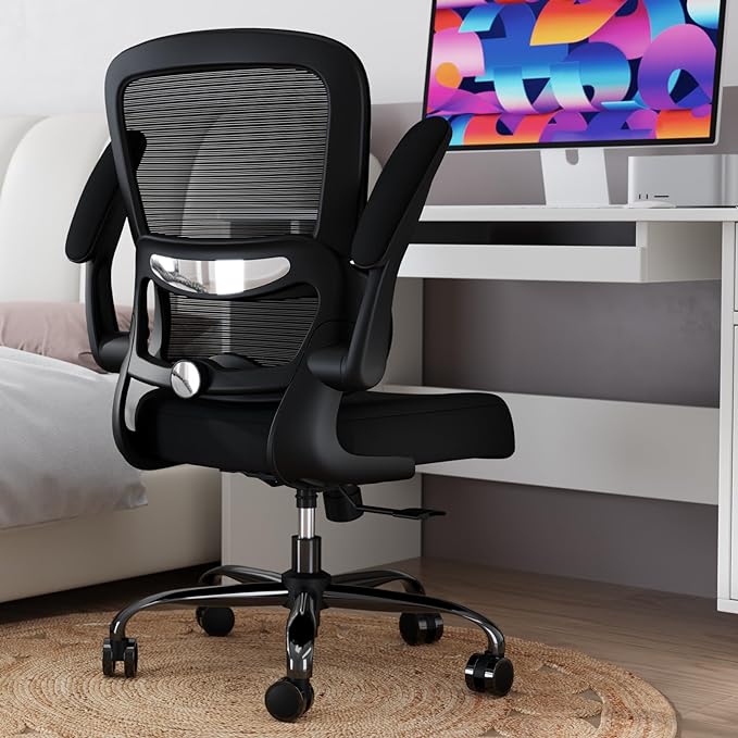 Office Chair - Ergonomic Desk Chair with Adjustable Lumbar Support, Mesh Computer Chair, Executive Chair for Home Office Comfortable Lumbar Support (Black) - LeafyLoom