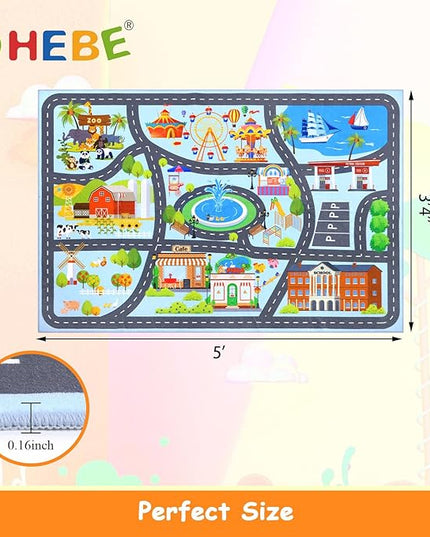HEBE Kids Play Rug 3'4"x5' ABC Alphabet Numbers Shapes Educational Kid Area Rug Washable Baby Crawling Mat Non Slip Kid Play Mat Carpet for Girl Boy Bedroom Playroom - LeafyLoom