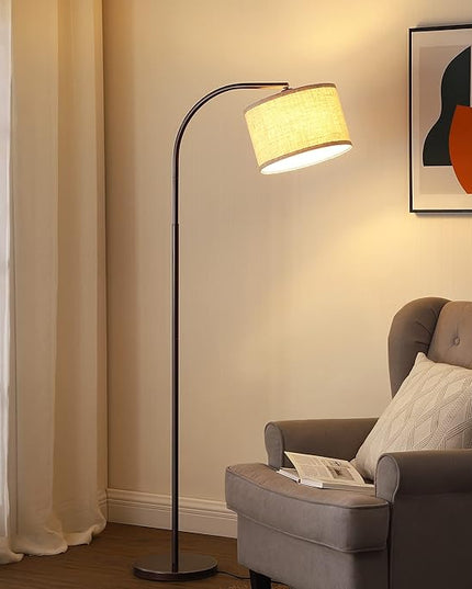DEWENWILS Modern Arc Floor Lamp, Corner Lamp for Living Room, Minimalist Standing Tall Arched Light with Adjustable Line Lampshade, Bedroom, Home Office, Simple Design Farmhouse Style (Bronze) - LeafyLoom