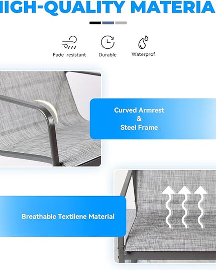 4 Pieces Patio Furniture Set Outdoor Patio Conversation Sets Poolside Lawn Chairs with Glass Coffee Table Porch Furniture for Courtyard, Garden and Balcony (Grey) - LeafyLoom