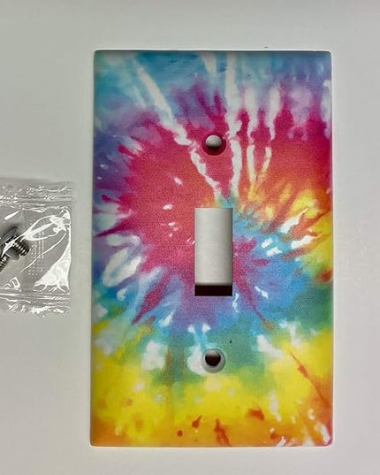Tie Dye Light Switch Plate, (NOT A Decal) Actual Printed Outlet Cover - LeafyLoom