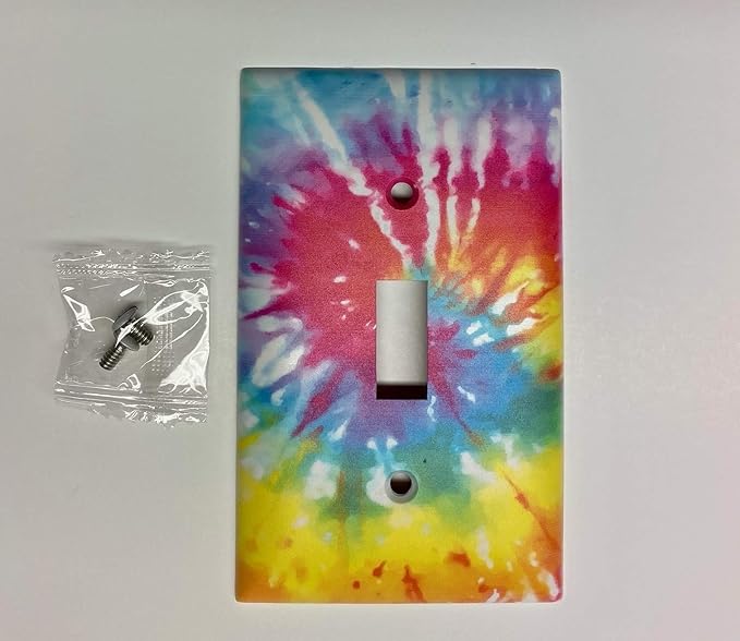 Tie Dye Light Switch Plate, (NOT A Decal) Actual Printed Outlet Cover - LeafyLoom