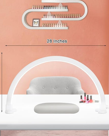 Super Bright Half Moon Light for Nail Desk, Upgrade Nail Lamp for Desk with Stepless Dimming, Half Moon Desk Lamp 3 Color Temperature - LeafyLoom