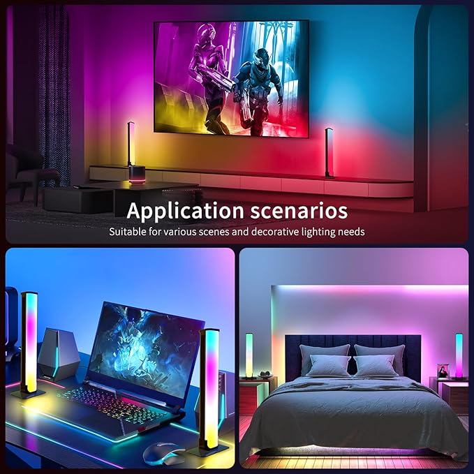 RGB Light Bar Gaming Lights RGB Backlights with Scene Modes and Music Modes for Gaming Pictures PC TV LED Lights for Gaming Desk Lights Bedroom Ambient Lighting - LeafyLoom
