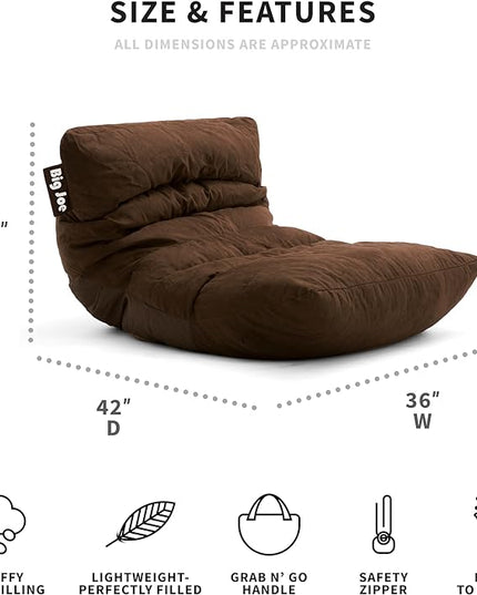 Big Joe Roma Bean Bag Chair, Chocolate Plush, Soft Polyester, 3 feet - LeafyLoom