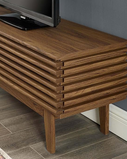 Modway Render 46" Mid-Century Modern Low Profile TV Stand in Walnut, 46 Inch - LeafyLoom