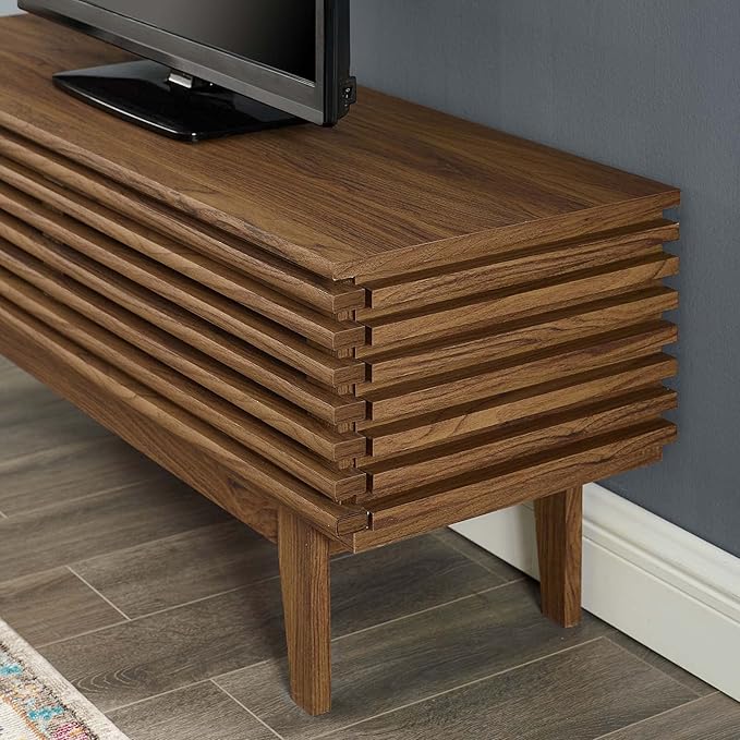 Modway Render 46" Mid-Century Modern Low Profile TV Stand in Walnut, 46 Inch - LeafyLoom