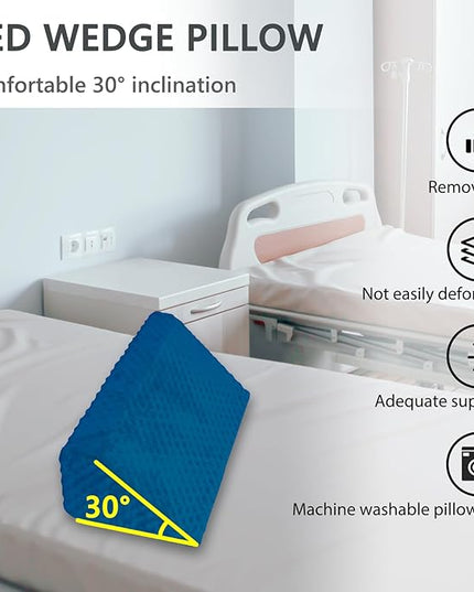 Wedge Pillow for Side Sleeping, Body Positioning Foam Wedge Pillow, Side Wedge Pillow for Sleeping Non-Slip Back Positioning Pillow for Bed Sore Wedge (Blue) - LeafyLoom