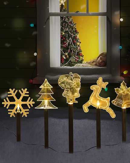 BRIGHTDECK Solar Christmas Pathway Lights Outdoor Decorations, Landscape Lights Waterproof Led Garden Stake Lights for Walkway Yard Lawn Porch Holiday Decor 5-Pack BRIGHTDECK