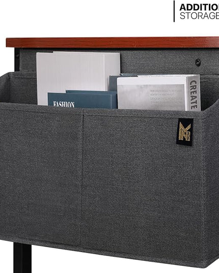 MoNiBloom Home Office Computer Desk with Storage Bag, 47" Writing Study Modern Simple Style Laptop Table, Teak Color - LeafyLoom
