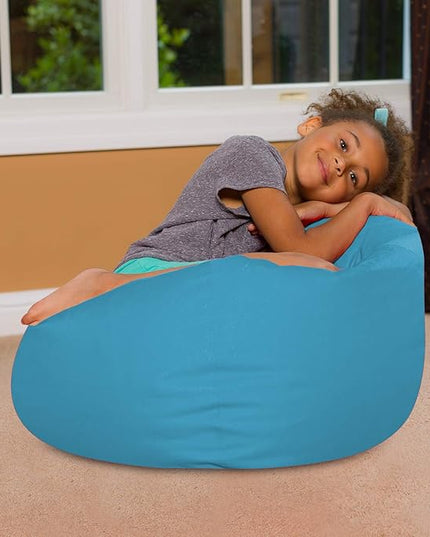 Posh Creations Bean Bag Chair for Kids, Teens, and Adults Includes Removable and Machine Washable Cover, Heather Teal, 27in - Medium - LeafyLoom