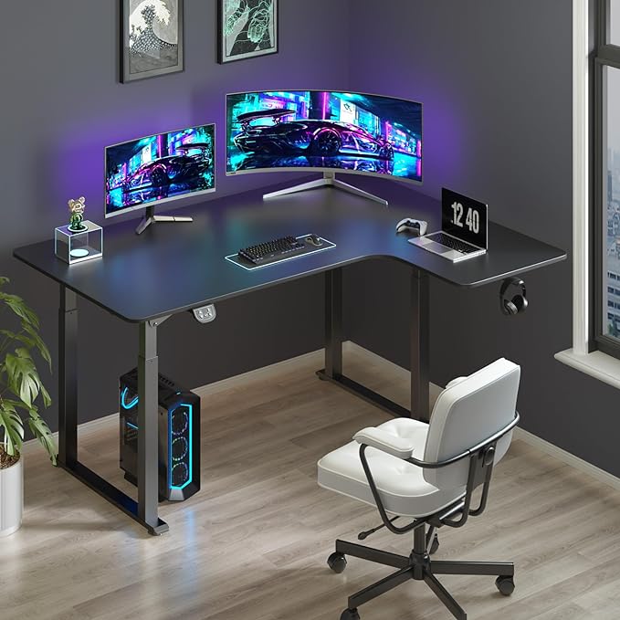 Dripex Standing Desk, 63"/ 71" L Shaped Desk Adjustable Height, Electric Corner Stand Up Desk Large Home Office Desk Computer Workstation, Dual Motor Sit Stand Desk 4 Legs, Super Stable - LeafyLoom