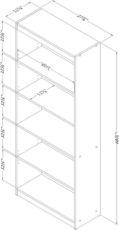 South Shore Axess 5-Shelf Bookcase - Black - LeafyLoom