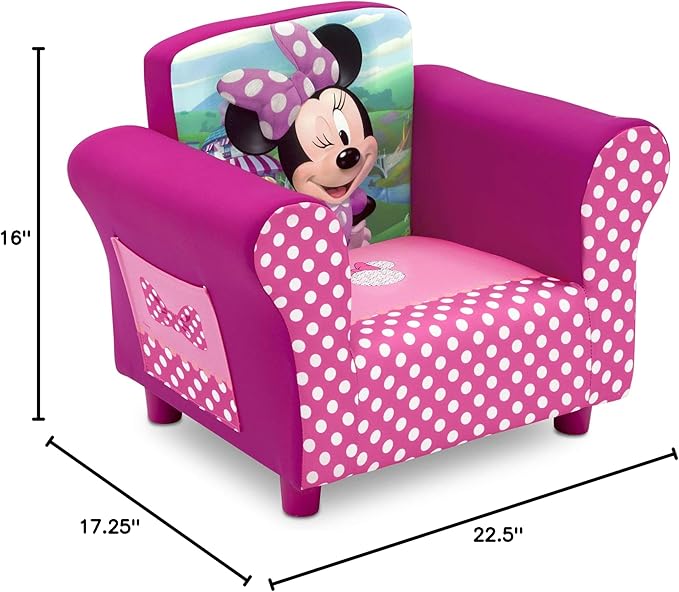 Delta Children Kids Character Upholstered Chair, Minnie Mouse - LeafyLoom