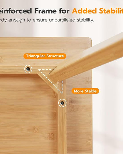 HOOBRO Bamboo Dining Table, Square Dining Table for 2, 27.6" Kitchen Table for Small Space, Writing Table, Easy to Assemble, for Dining Room, Living Room, Office, Kitchen, Apartment, Natural YL70CZ01 - LeafyLoom